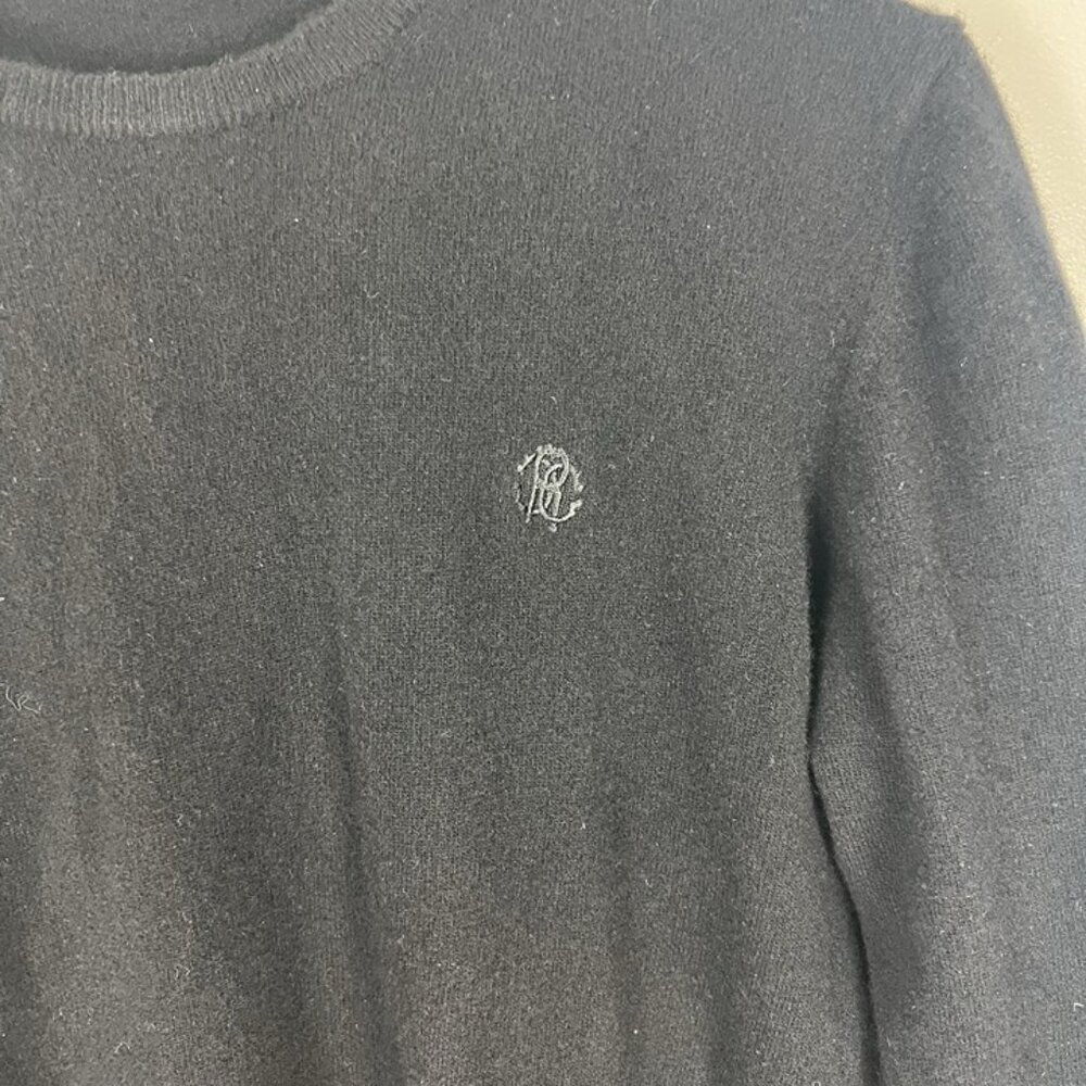 Roberto Cavalli Designer Sweater L Black Midweight Wool Cashmere‎ Crewneck Logo - Picture 3 of 9